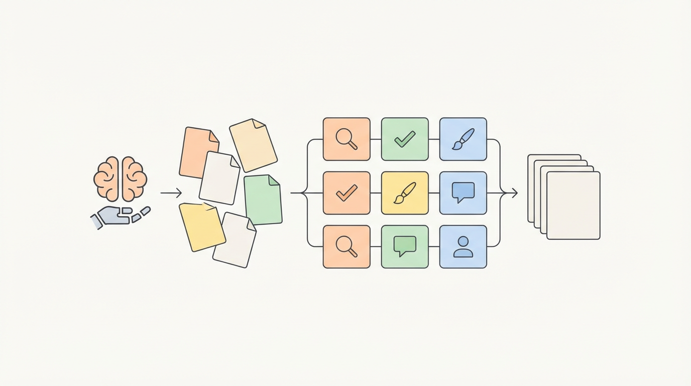 園だよりをAIで作る方法 を表す抽象ビジュアル