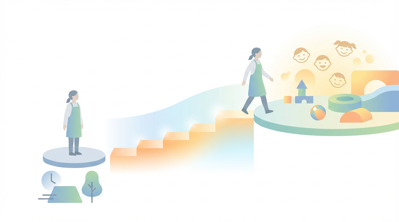 ブランクあり保育士の復職ガイド を表す抽象ビジュアル