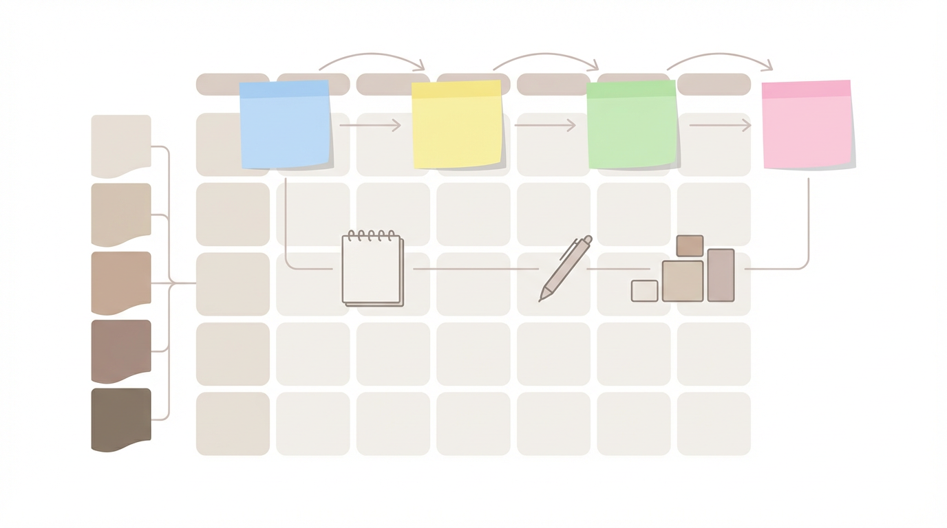 月案の作り方 を表す抽象ビジュアル