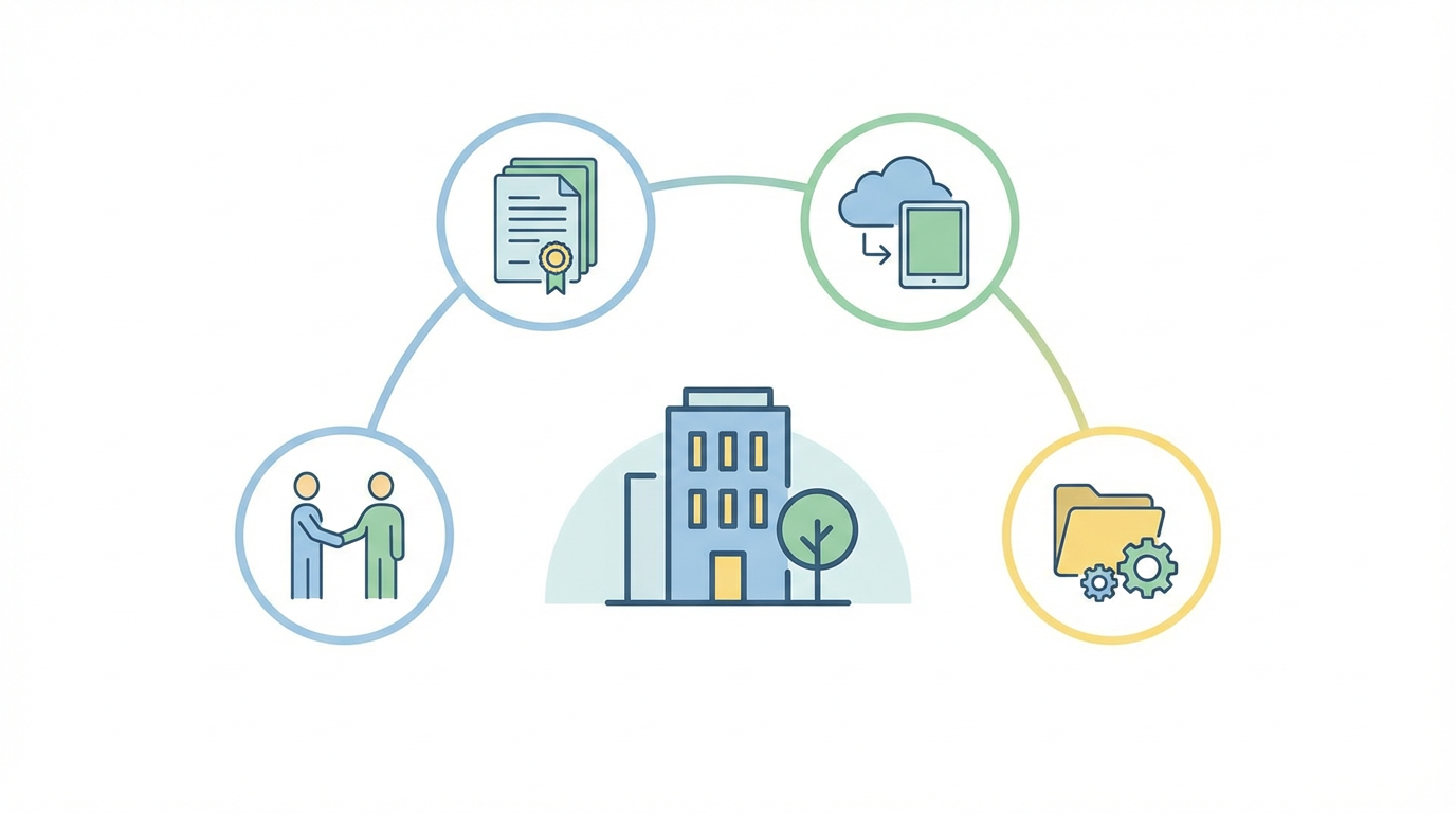 保育園運営ガイド を表す抽象ビジュアル