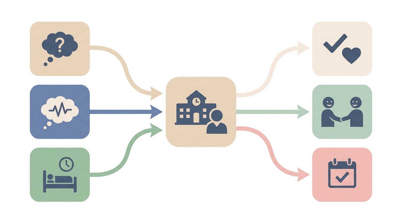 保護者への返信文例 を表す抽象ビジュアル