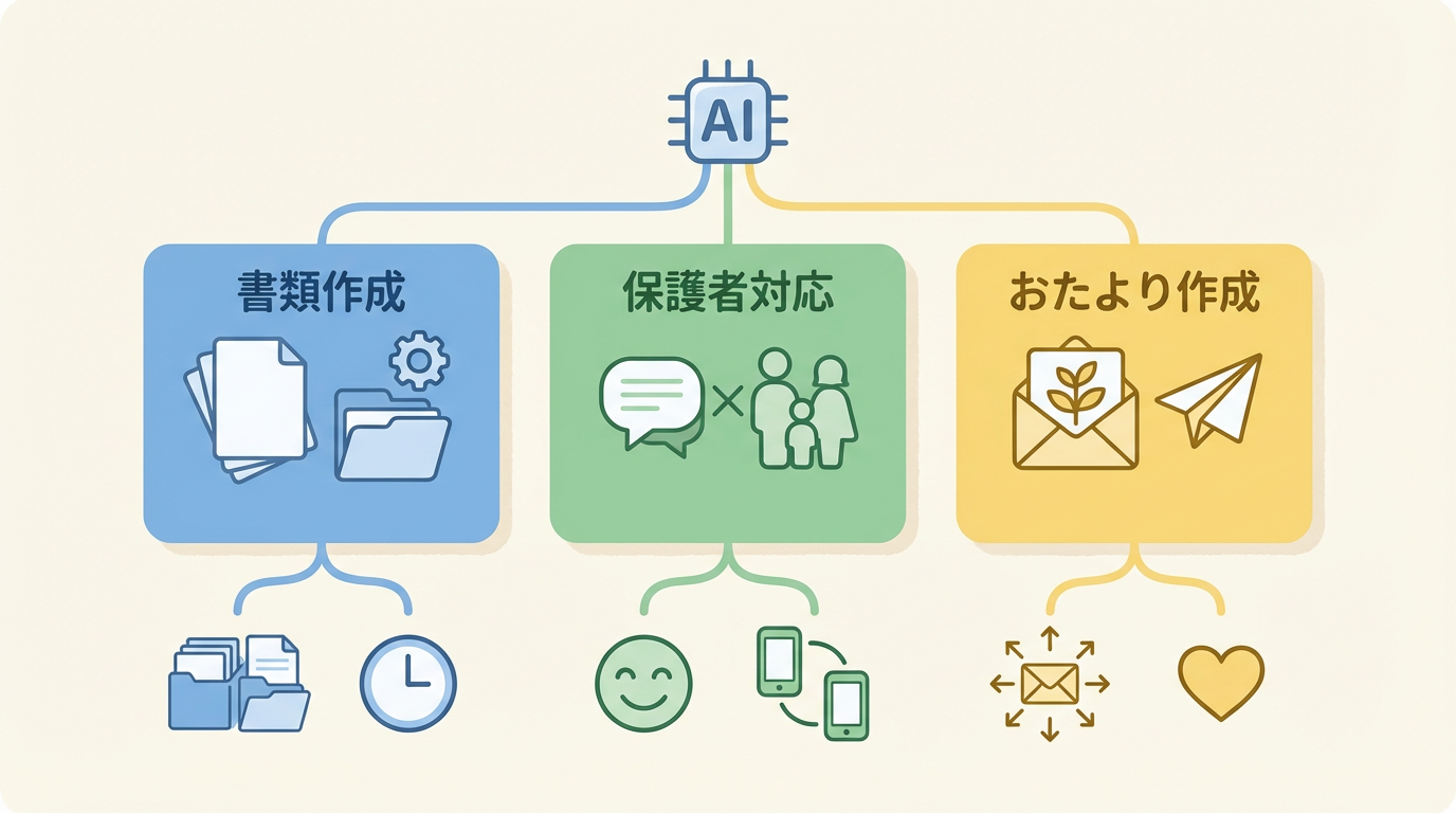 保育園向けAIツール比較 を表す抽象ビジュアル