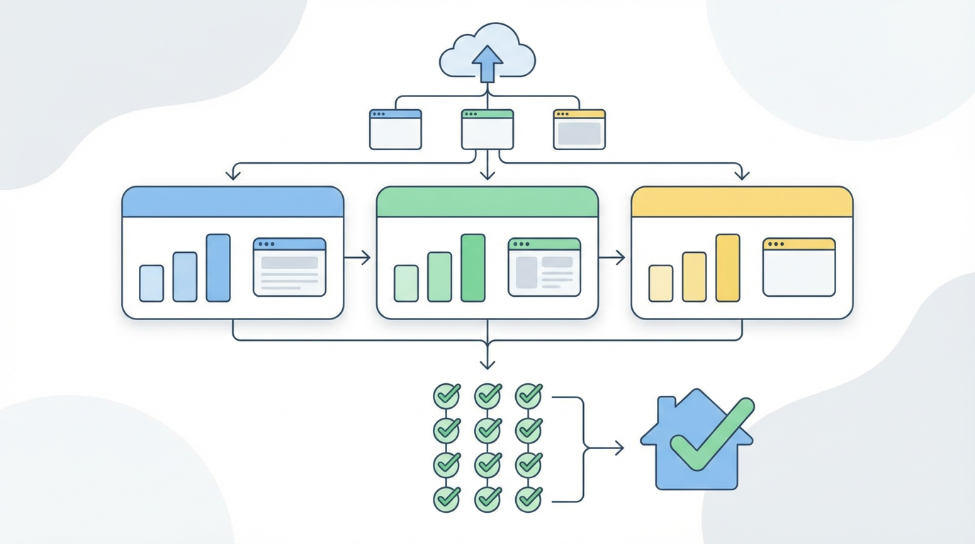 保育園向けSaaSの選び方 を表す抽象ビジュアル