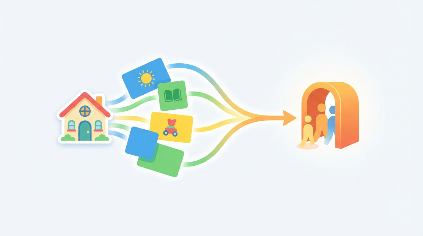 保育園の採用広報のやり方 を表す抽象ビジュアル