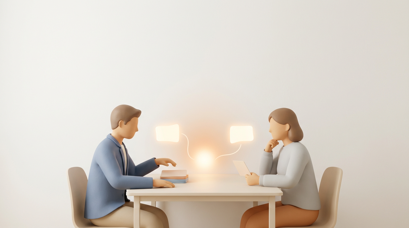 保育士の面接でよく聞かれること を表す抽象ビジュアル