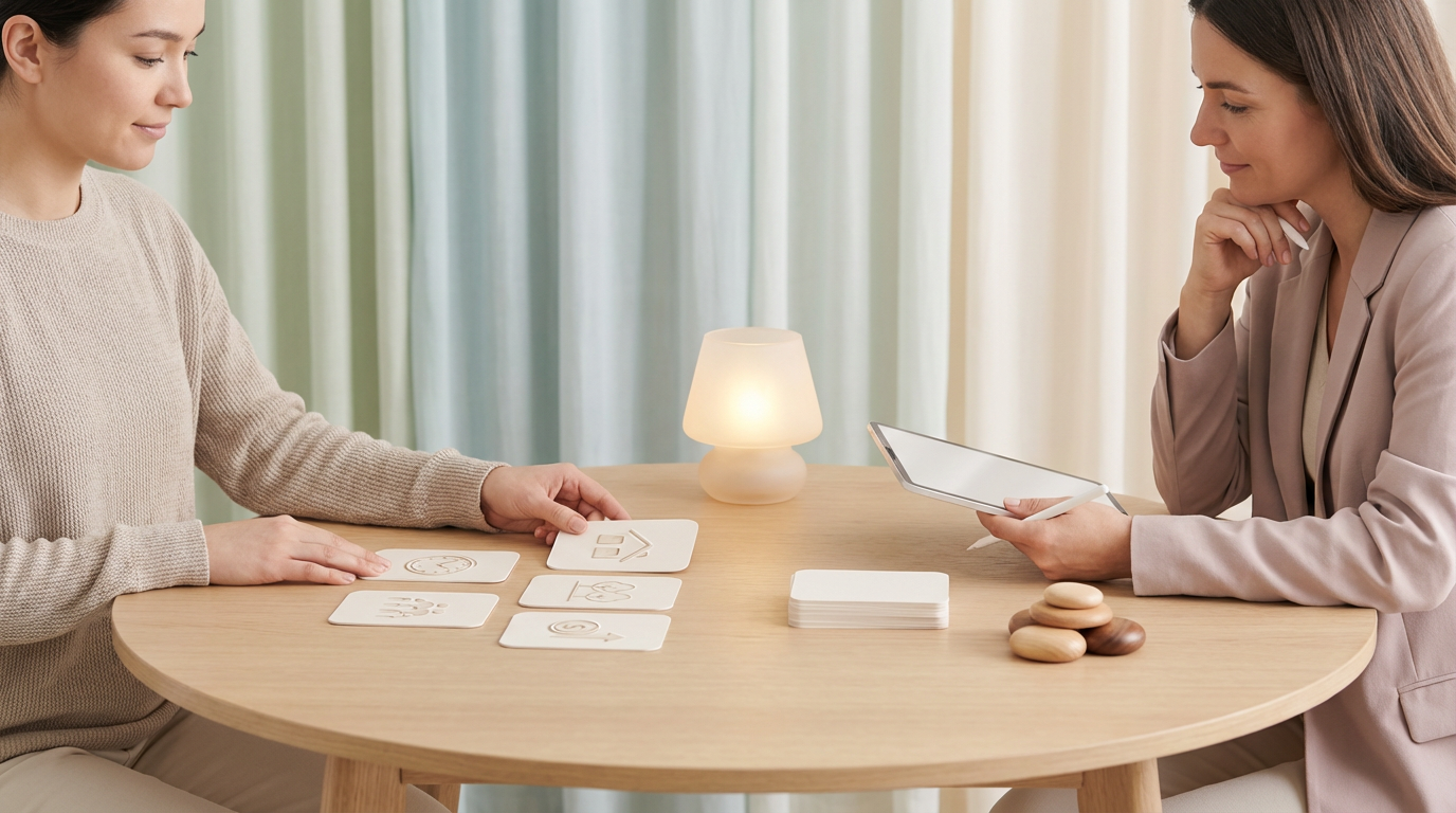 保育士の転職相談は何を話せばいい？ を表す抽象ビジュアル