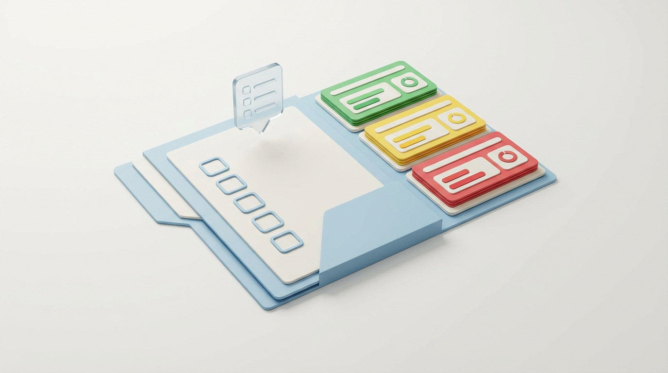 面接評価シートの作り方 を表す抽象ビジュアル