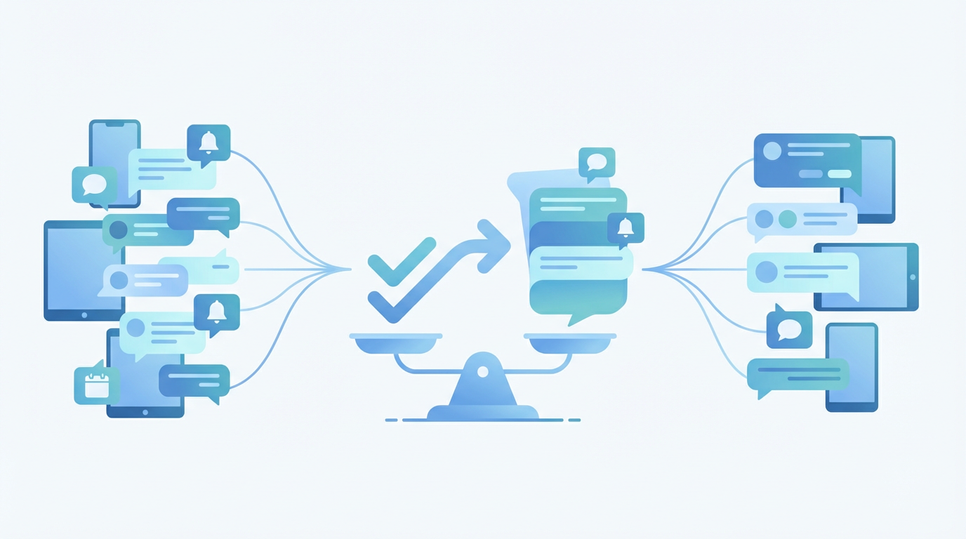 連絡帳アプリ比較 を表す抽象ビジュアル