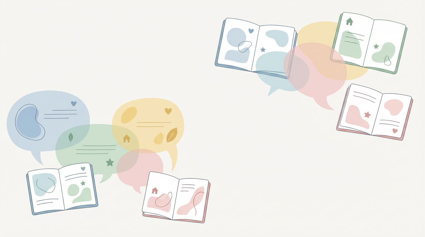 連絡帳コメントの例文集 を表す抽象ビジュアル