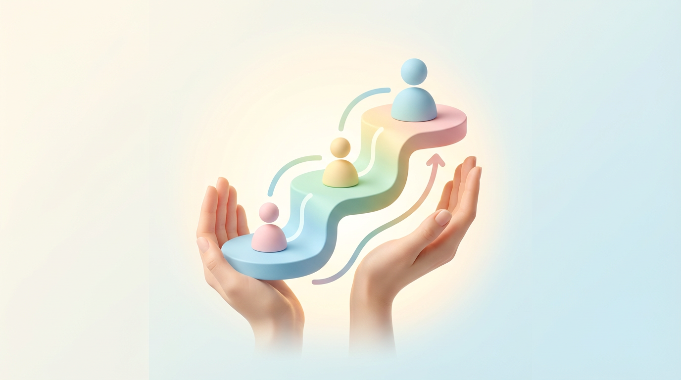 新人保育士の離職防止策 を表す抽象ビジュアル