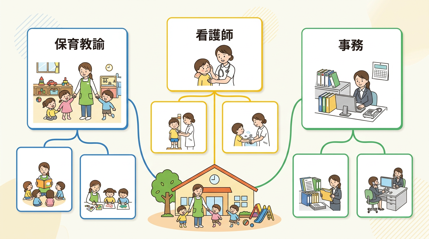 こども園の職種一覧 を表す挿入図